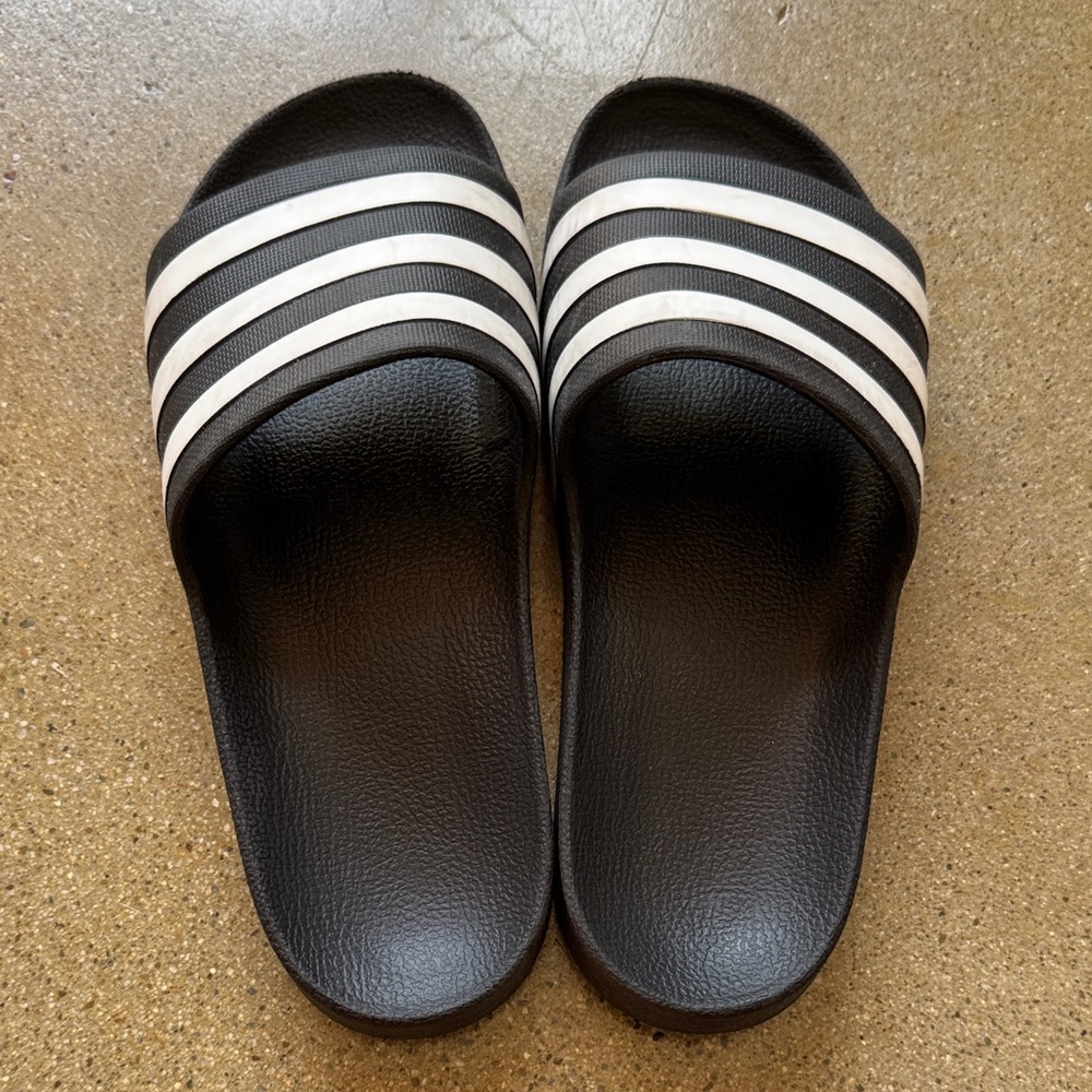 Adidas Black and White Women's Slippers